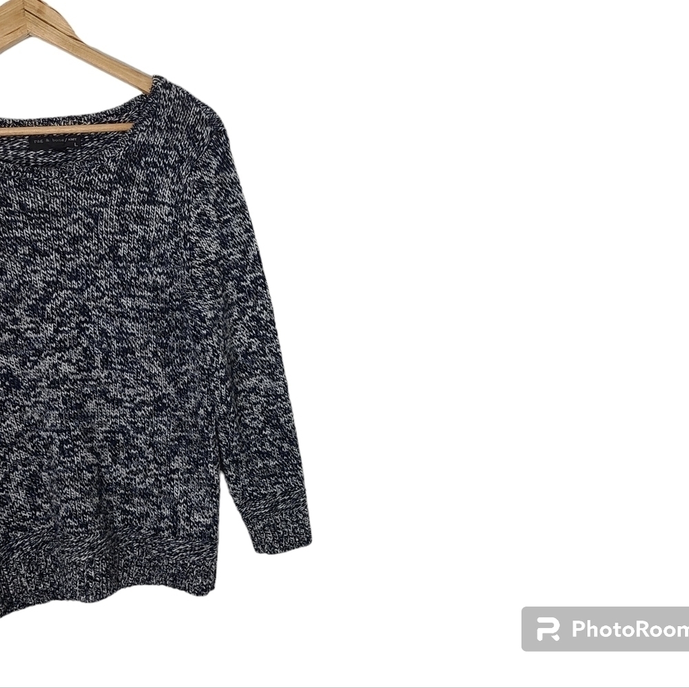 Rag & Bone Blue Chunky Knit Marled Wool Cashmere Blend Sweater Women's Size L - Picture 6 of 16